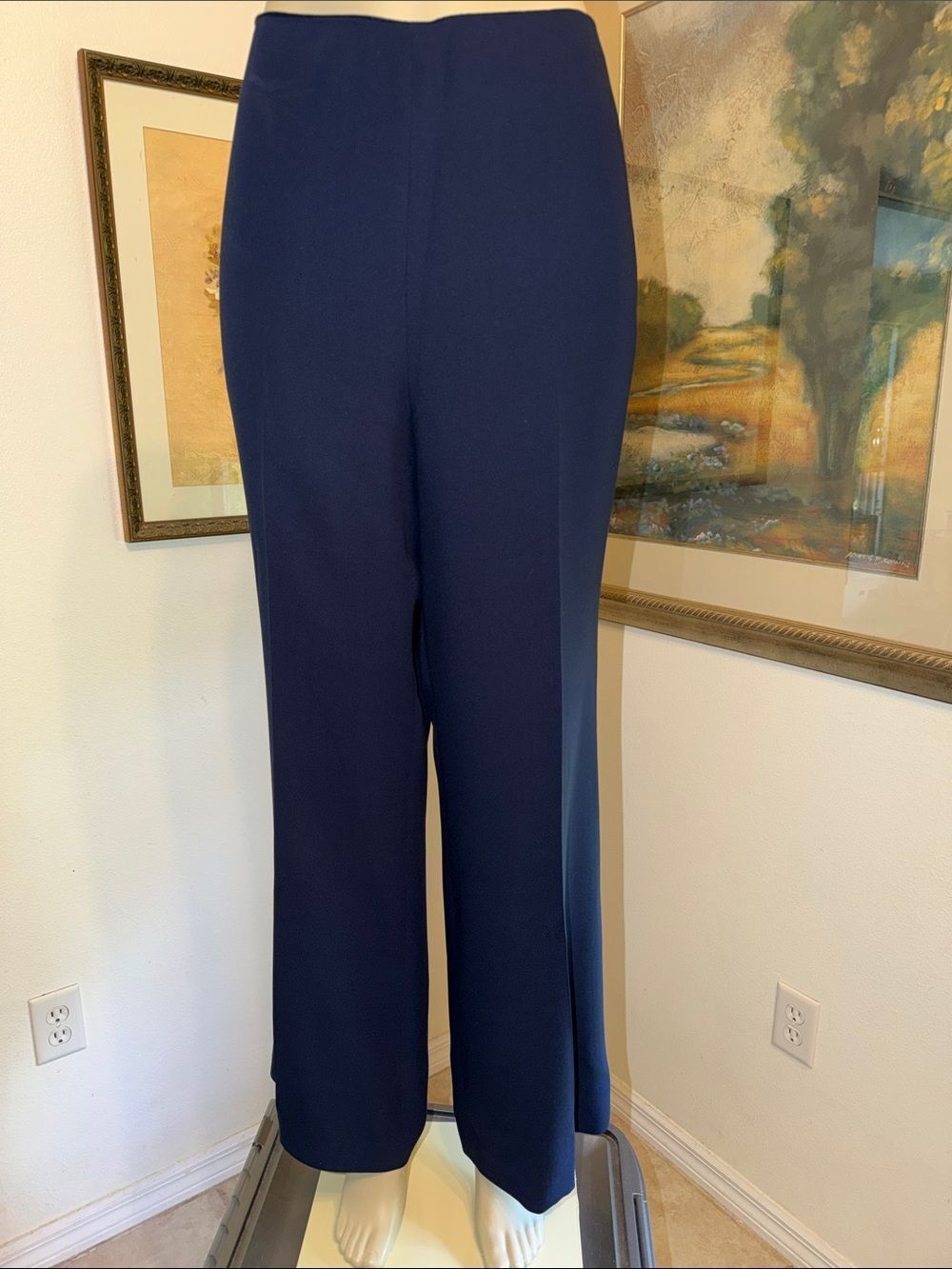 Ralph Lauren Navy Silk Wide-Leg Women's Pants Size 12